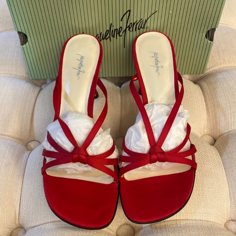 NIB Red Satin Sandals Sz 8 1/2